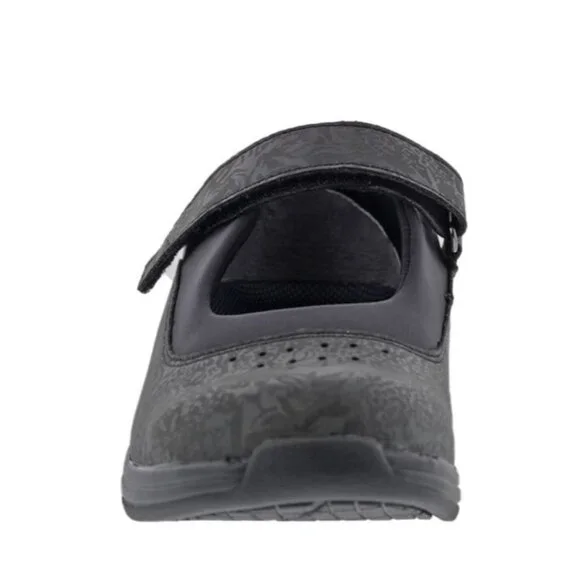 Drew Rose Black Metallic Foil Leather Hook & Loop Mary Jane Shoes Size 9W - Picture 7 of 11